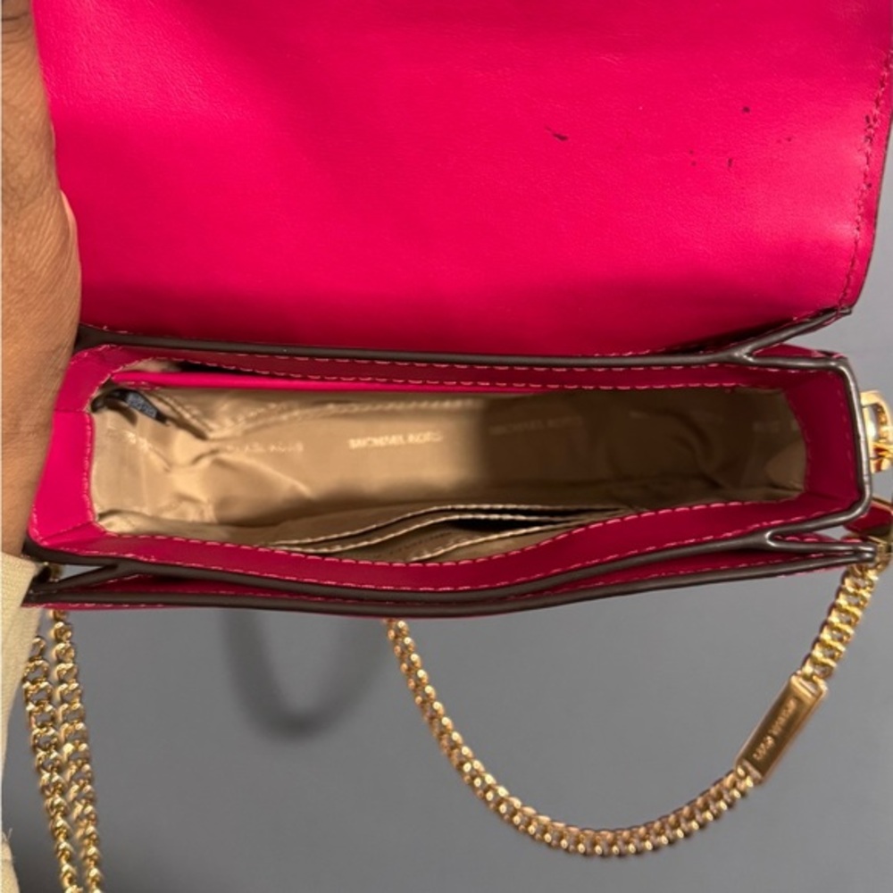 Michael‎ Kors Fuchsia Floral Jade Gusset Leather Crossbody Bag - Picture 5 of 10